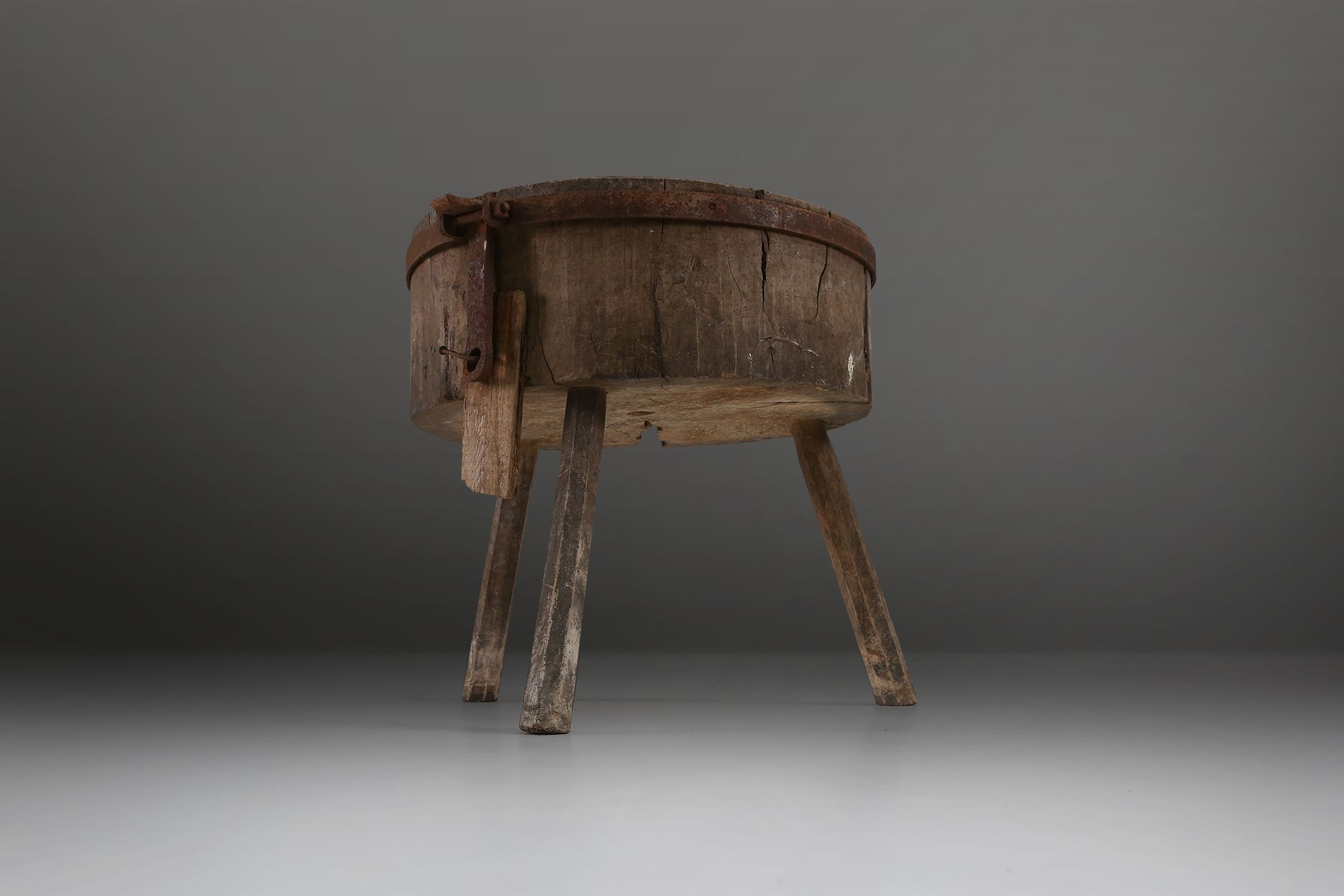 Large rustic French Chopping Block Table, France 1920sthumbnail